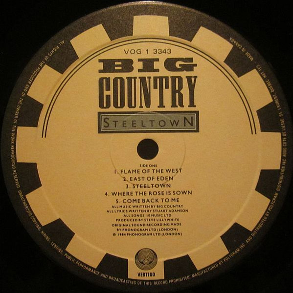 Big Country - Steeltown | Vertigo (VOG 1 3343) - 3