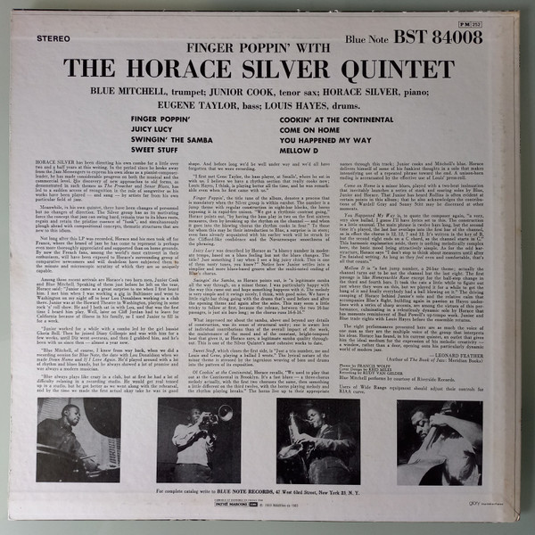 The Horace Silver Quintet - Finger Poppin' With The Horace Silver Quintet | Blue Note (BST 84008) - 2