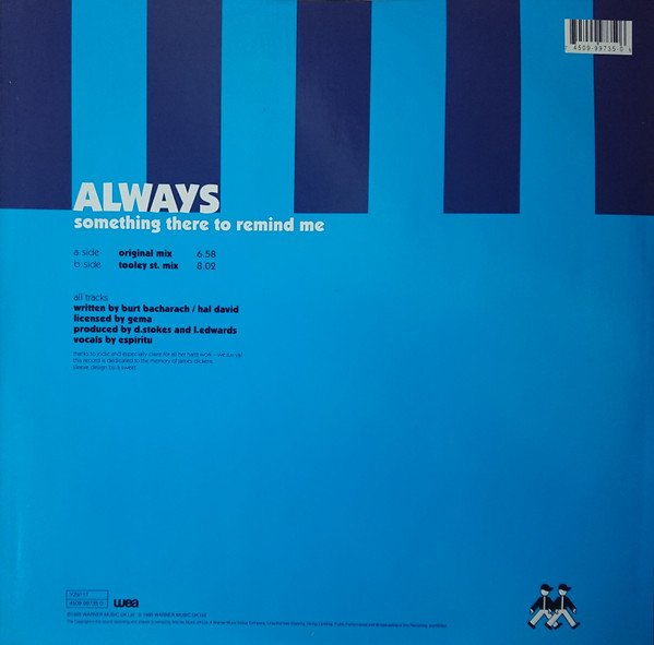 Tin Tin Out Featuring Espiritu - Always (Something There To Remind Me) | WEA (YZ911T) - 2
