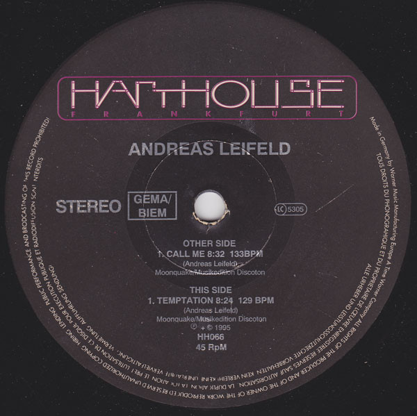 Andreas Leifeld - Call Me / Temptation | Harthouse (HH 066)