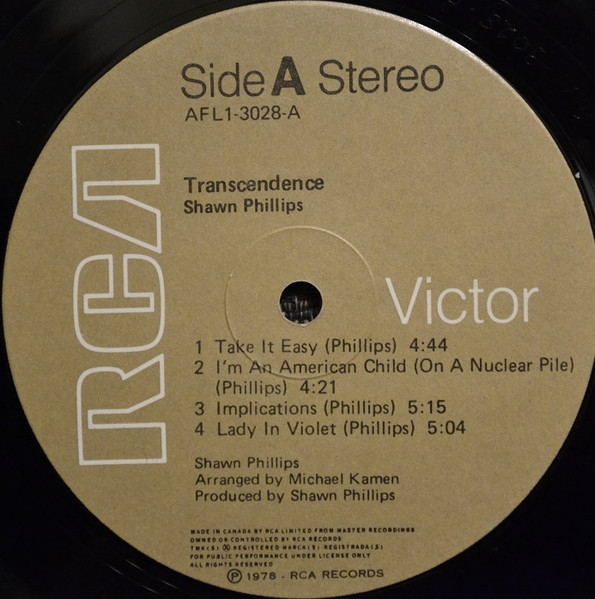 Shawn Phillips - Transcendence | RCA (AFL1-3028) - 3