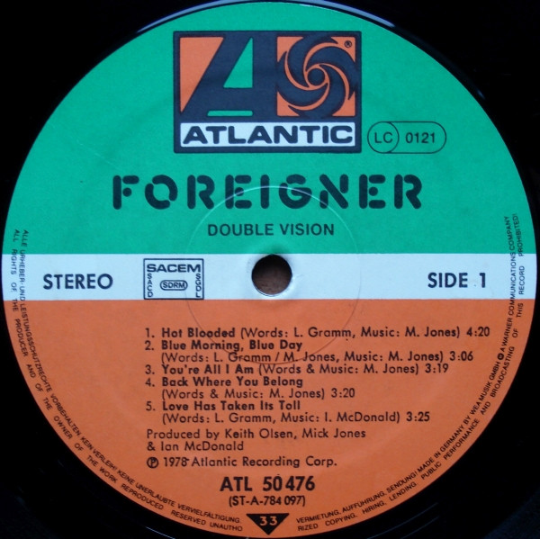 Foreigner - Double Vision | Atlantic (ATL 50 476) - 3