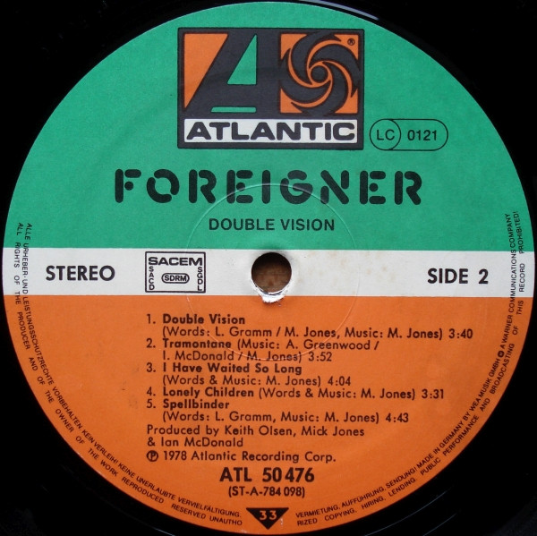 Foreigner - Double Vision | Atlantic (ATL 50 476) - 4