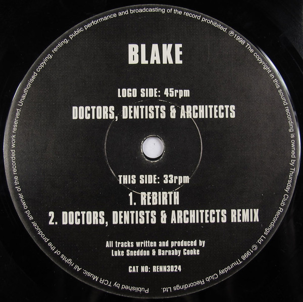 Blake - Doctors, Dentists & Architects | Thursday Club Recordings (TCR) (RENN3024)