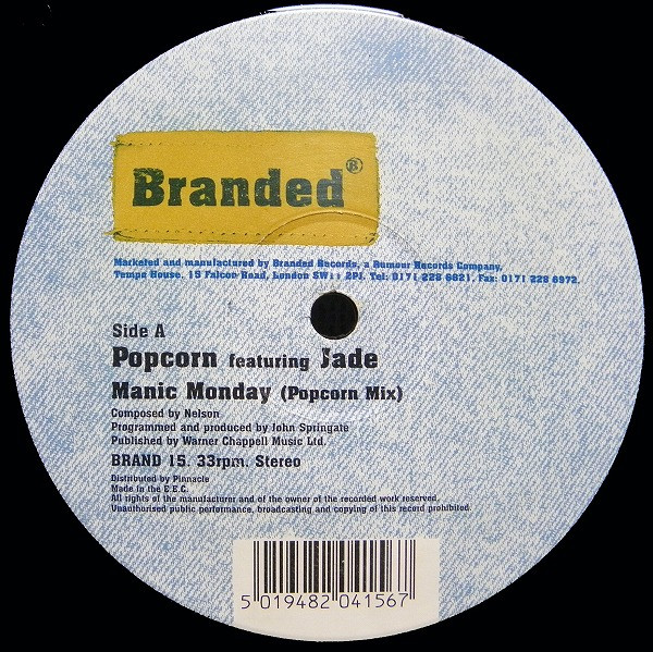 Popcorn Featuring Jade - Manic Monday | Branded Records (BRAND 15) - main