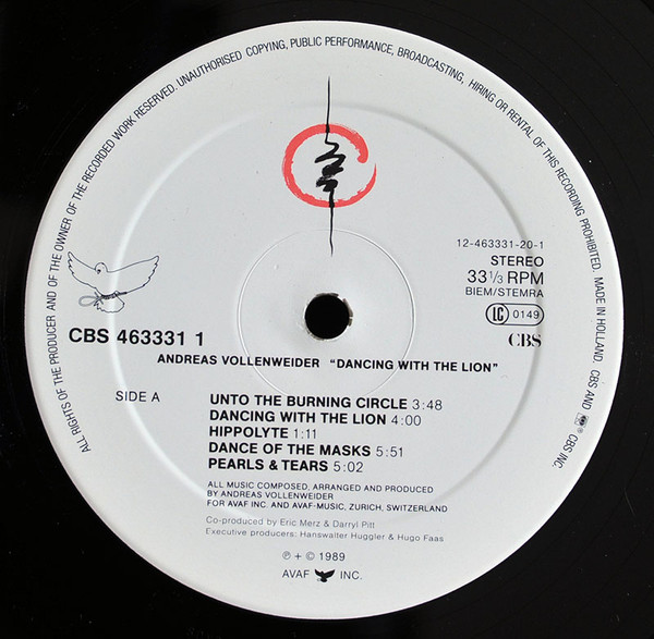 Andreas Vollenweider - Dancing With The Lion | CBS (CBS 463331 1) - 3