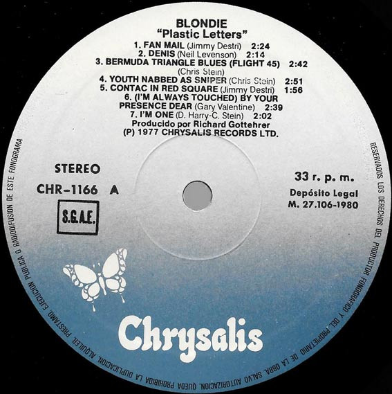 Blondie - Plastic Letters | Chrysalis (CHR-1166) - 3 Blondie - Plastic Letters | Chrysalis (CHR-1166) - 3
