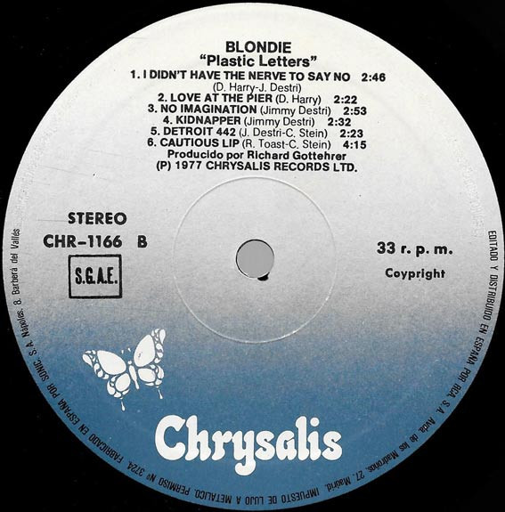 Blondie - Plastic Letters | Chrysalis (CHR-1166) - 4 Blondie - Plastic Letters | Chrysalis (CHR-1166) - 4