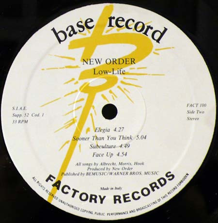 New Order - Low-Life | Base Record (FACT 100) - 6