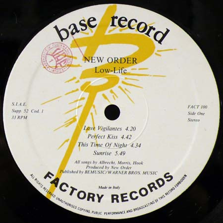 New Order - Low-Life | Base Record (FACT 100) - 5