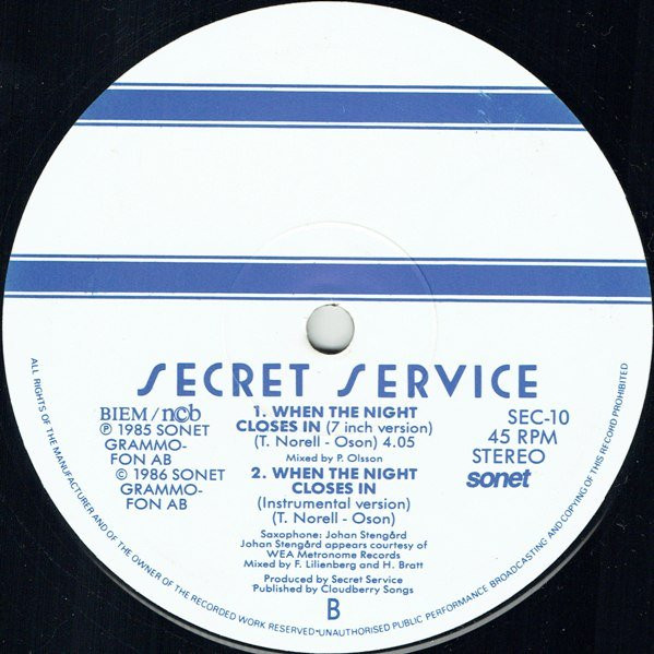 Secret Service - When The Night Closes In | Sonet (SEC-10)