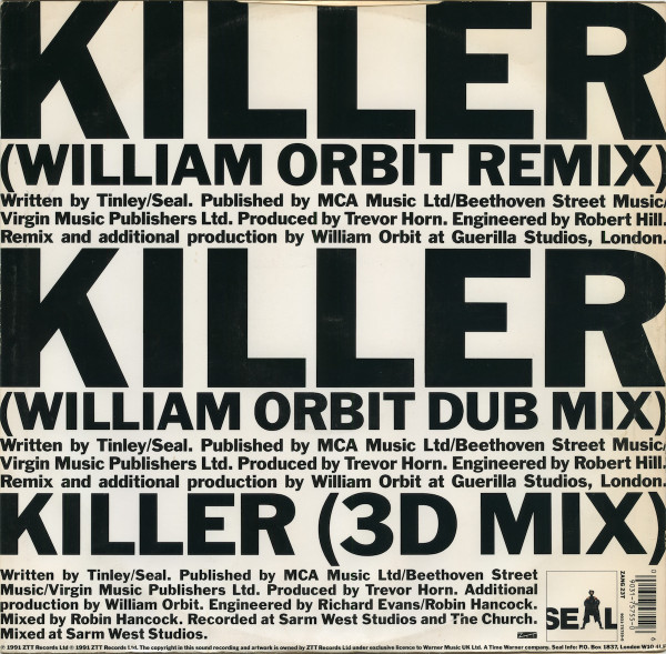 Seal - Killer...Dance | ZTT (ZANG 23T) - 2