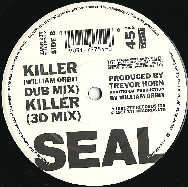 Seal - Killer...Dance | ZTT (ZANG 23T) - 4