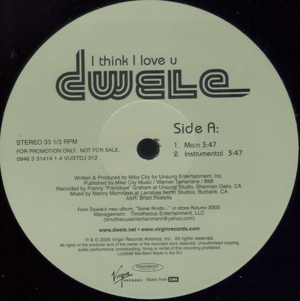 Dwele - I Think I Love U | Virgin (VUSTDJ 312)