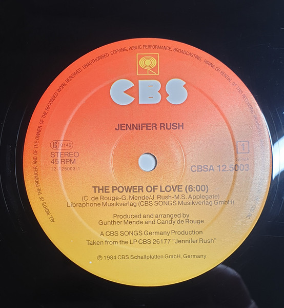 Jennifer Rush - The Power Of Love | CBS (CBSA 12.5003) - 3