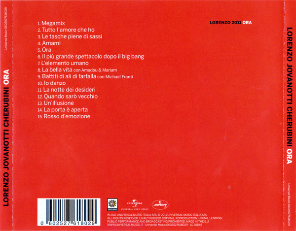 Jovanotti - Ora | Soleluna (Universal Music 0602527618029) - 2