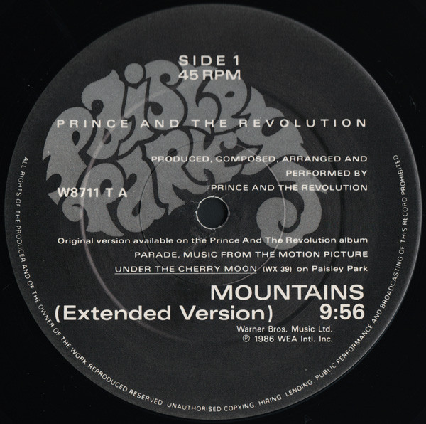 Prince And The Revolution - Mountains (Extended Version) | Paisley Park (W8711 T) - 3 Prince And The Revolution - Mountains (Extended Version) | Paisley Park (W8711 T) - 3