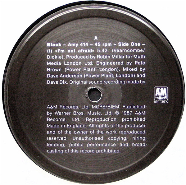 Black - I'm Not Afraid | A&M Records (Amy 414) - 3