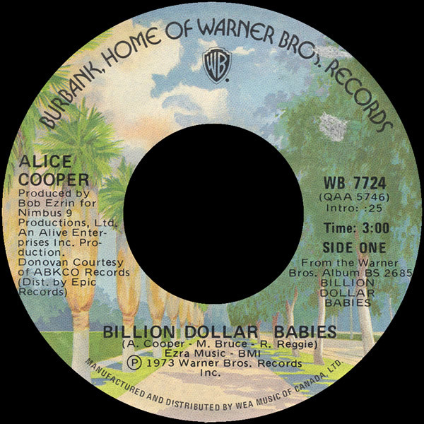 Alice Cooper - Billion Dollar Babies / Mary Ann | Warner Bros. Records (WB 7724) - main