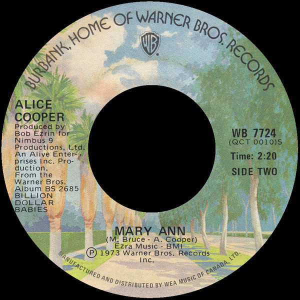 Alice Cooper - Billion Dollar Babies / Mary Ann | Warner Bros. Records (WB 7724) - 2