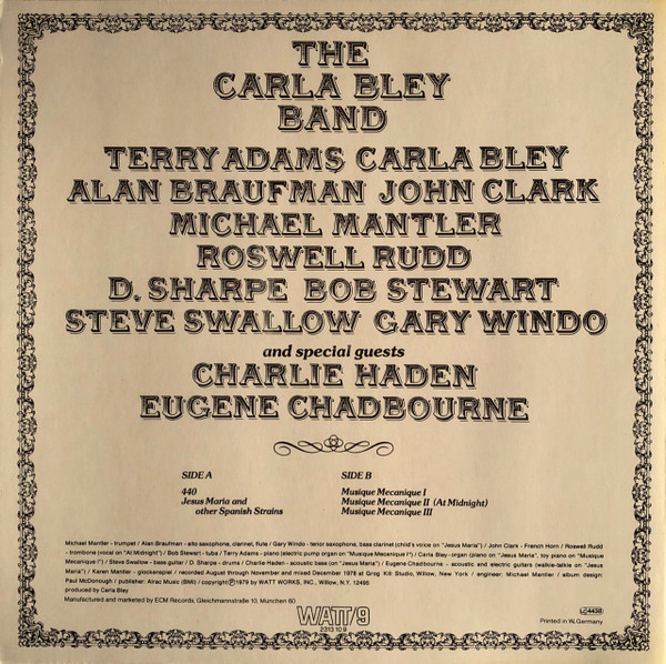 The Carla Bley Band - Musique Mecanique | WATT (WATT/9) - 2 The Carla Bley Band - Musique Mecanique | WATT (WATT/9) - 2