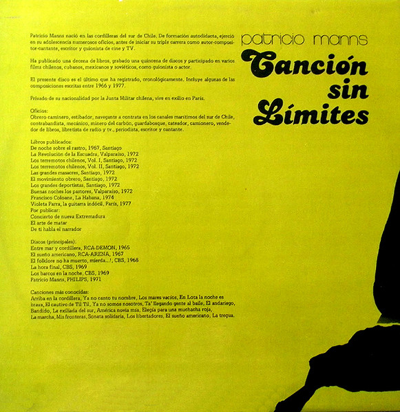 Patricio Manns - Cancion Sin Limites | Movieplay (17.1271/0) - 4 Patricio Manns - Cancion Sin Limites | Movieplay (17.1271/0) - 4