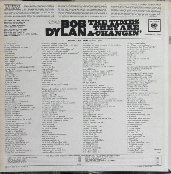 Bob Dylan - The Times They Are A-Changin' | Columbia (CS 8905) - 2 Bob Dylan - The Times They Are A-Changin' | Columbia (CS 8905) - 2