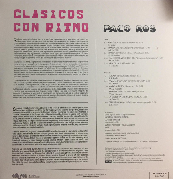 Paco Ros - Clásicos Con Ritmo | Adarce Records (ADC.010LP) - 2