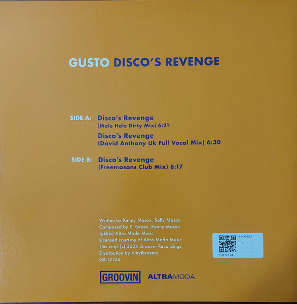 Gusto - Disco's Revenge | Groovin Recordings (GR-12124) - 2 Gusto - Disco's Revenge | Groovin Recordings (GR-12124) - 2