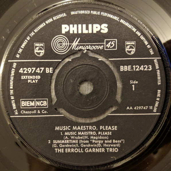 Erroll Garner Trio - Music Maestro, Please | Philips (BBE 12423) - 3