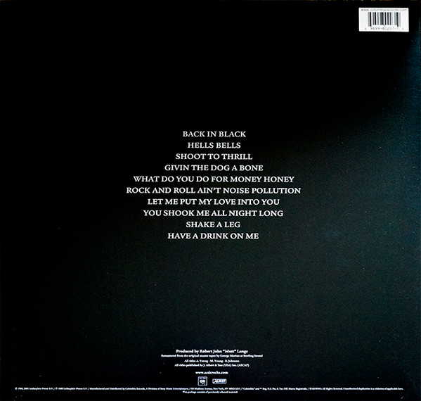 AC/DC - Back In Black (2015 Reissue) [Vinyl] | Columbia (E 80207) - 2