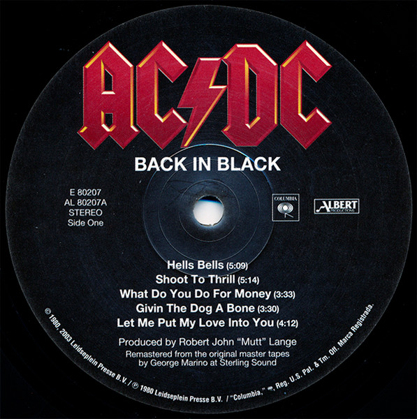 AC/DC - Back In Black (2015 Reissue) [Vinyl] | Columbia (E 80207) - 3