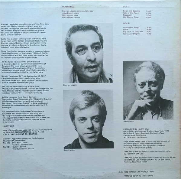 Carmen Leggio Quartet - Tarrytown Tenor | Famous Door (HL 125) - 2