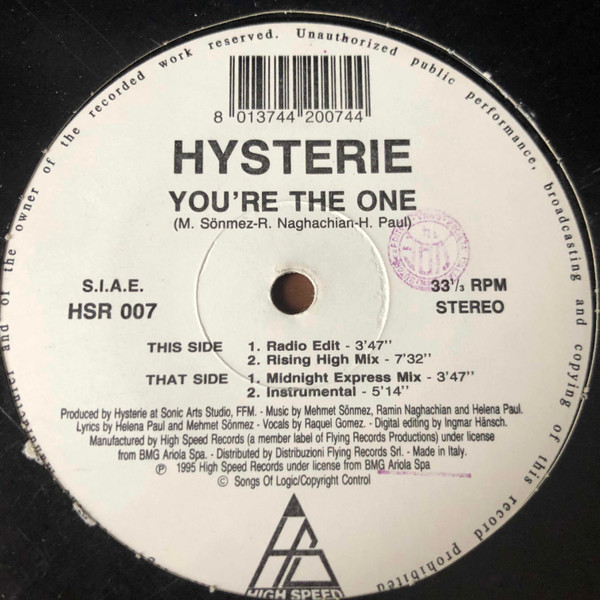 Hysterie - You're The One | High Speed Records (HSR 007) - main