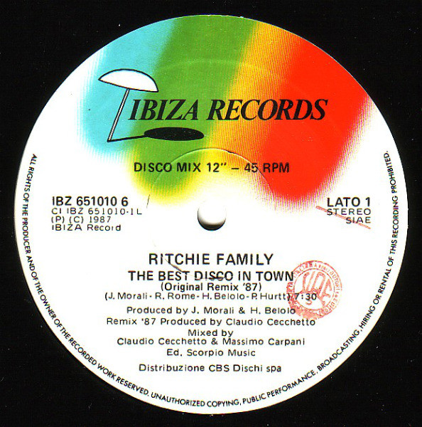 The Ritchie Family - The Best Disco In Town | Ibiza Records (IBZ 651010 6) - 2