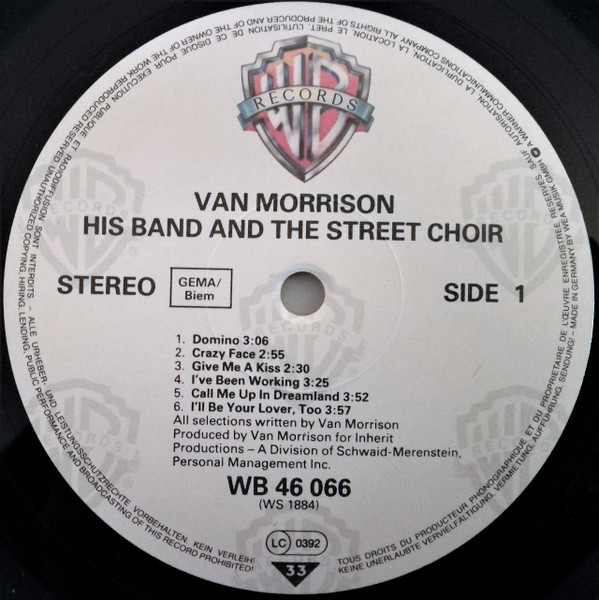 Van Morrison - His Band And The Street Choir | Warner Bros. Records (K 46066) - 3