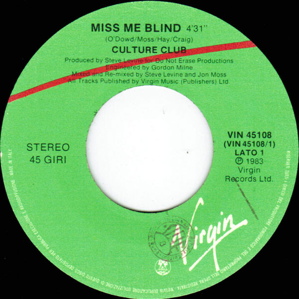 Culture Club - Miss Me Blind | Virgin (VIN 45108) - 2
