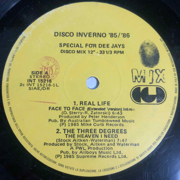Various - Disco Inverno '85/'86 | CGD (INT 15216)