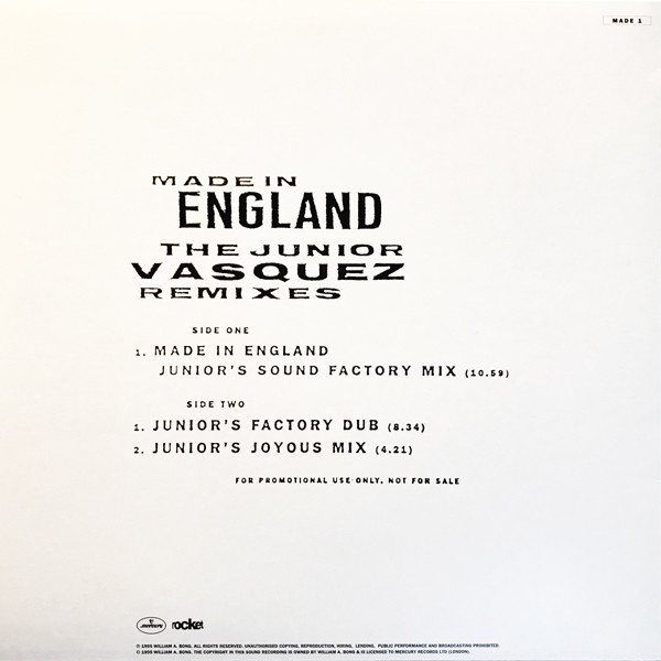 Elton John - Made In England (The Junior Vasquez Remixes) | The Rocket Record Company (MADE 1) - 2