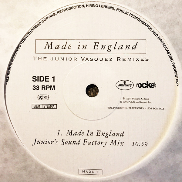 Elton John - Made In England (The Junior Vasquez Remixes) | The Rocket Record Company (MADE 1) - 3