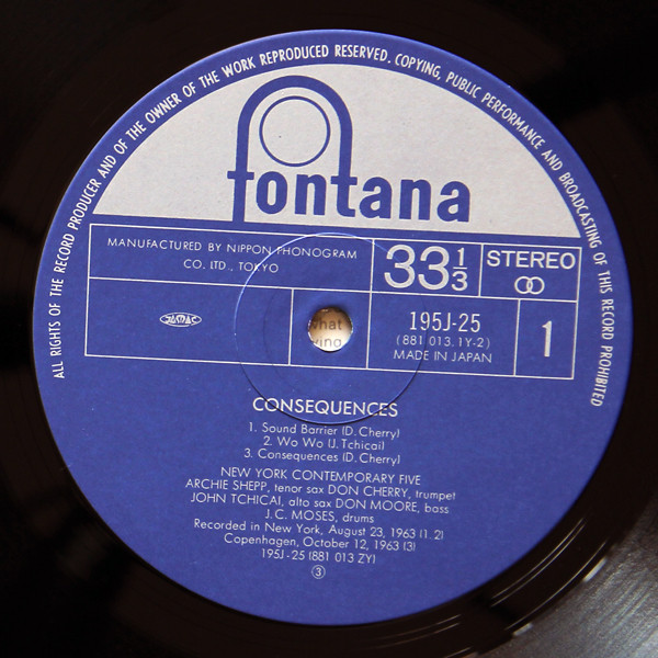 The New York Contemporary Five - Consequences | Fontana (195J-25) - 2