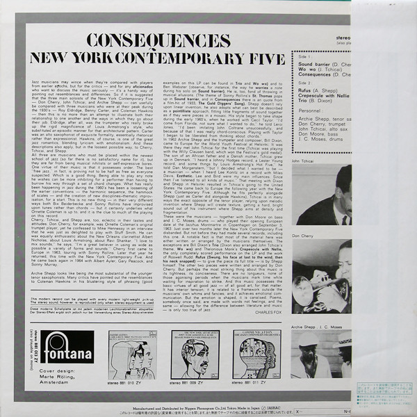 The New York Contemporary Five - Consequences | Fontana (195J-25)