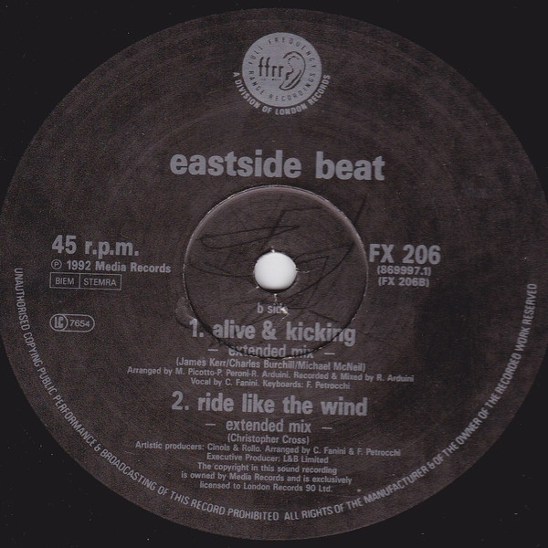 East Side Beat - Alive & Kicking / Ride Like The Wind | FFRR (FX 206) - 3