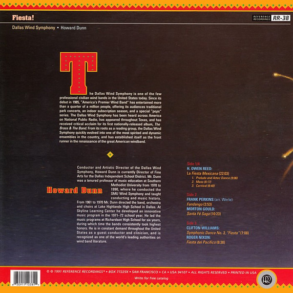 Dallas Wind Symphony , Howard Dunn - Fiesta! | Reference Recordings (RR-38) Dallas Wind Symphony , Howard Dunn - Fiesta! | Reference Recordings (RR-38)