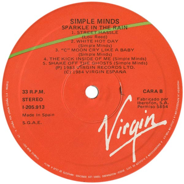 Simple Minds - Sparkle In The Rain | Virgin (I-205.913) - 3