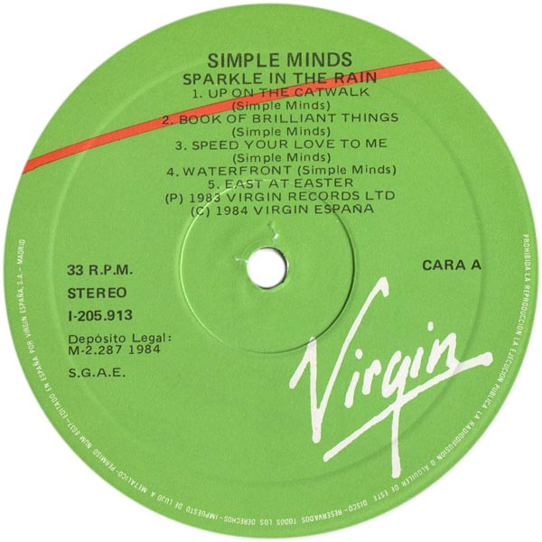 Simple Minds - Sparkle In The Rain | Virgin (I-205.913) - 2