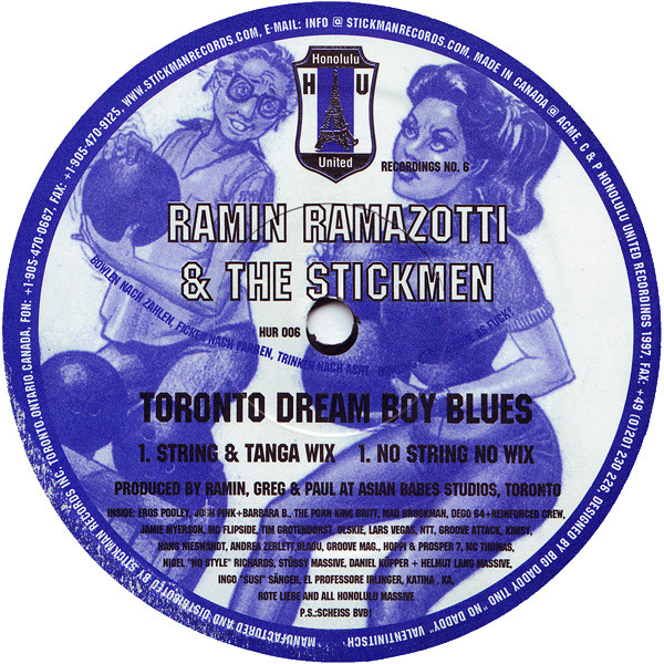Ramin Ramazotti & The Stickmen - Toronto Dream Boy Blues | Honolulu United (HUR 006) - main