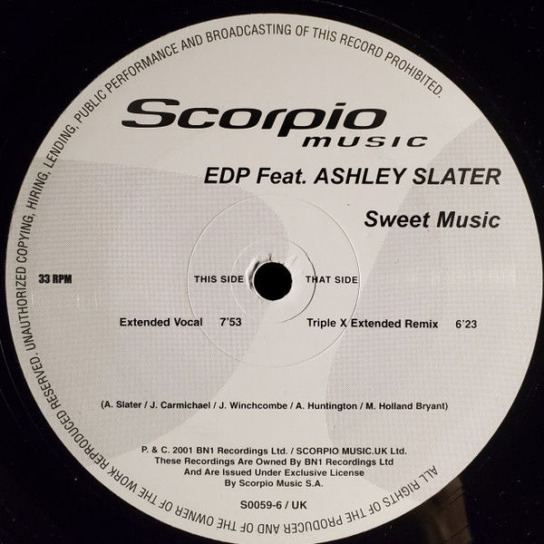 EDP Feat. Ashley Slater - Sweet Music | Scorpio Music (S0059-6 / UK)