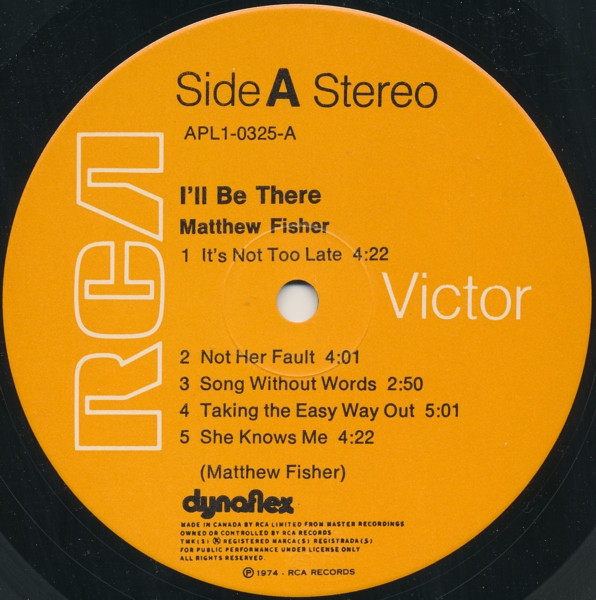 Matthew Fisher - I'll Be There | RCA Victor (APL1-0325) - 3