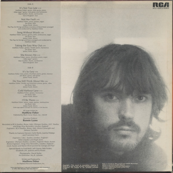 Matthew Fisher - I'll Be There | RCA Victor (APL1-0325) - 2